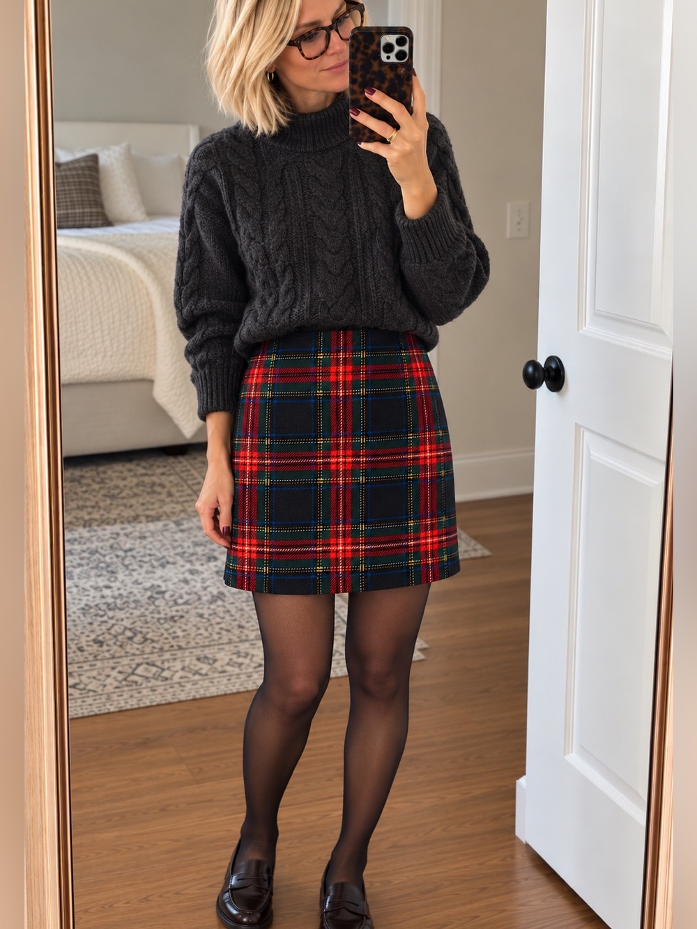 Vintage Jones New York 100% Wool Tartan Plaid Skirt 14 Made USA